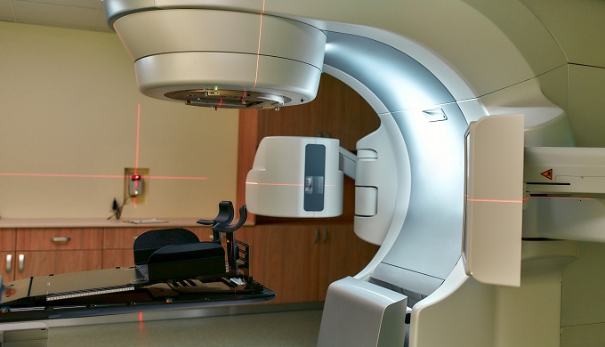 Cancer therapy, advanced medical linear accelerator in the therapeutic oncology to treat patients with cancer.